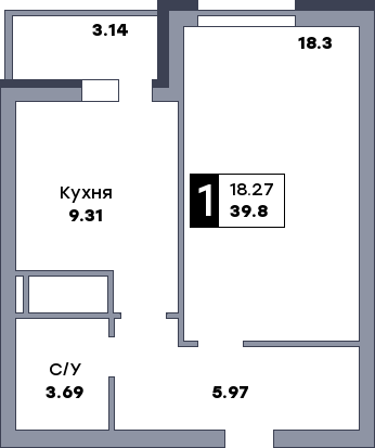 1 комнатная