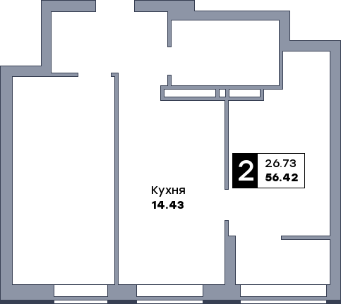 2 комнатная квартира, №88, этаж 9