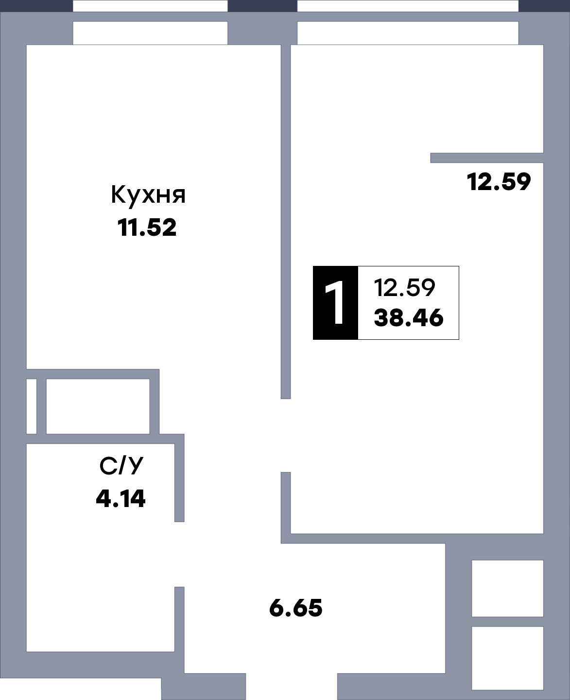 1 комнатная квартира, №78, этаж 8