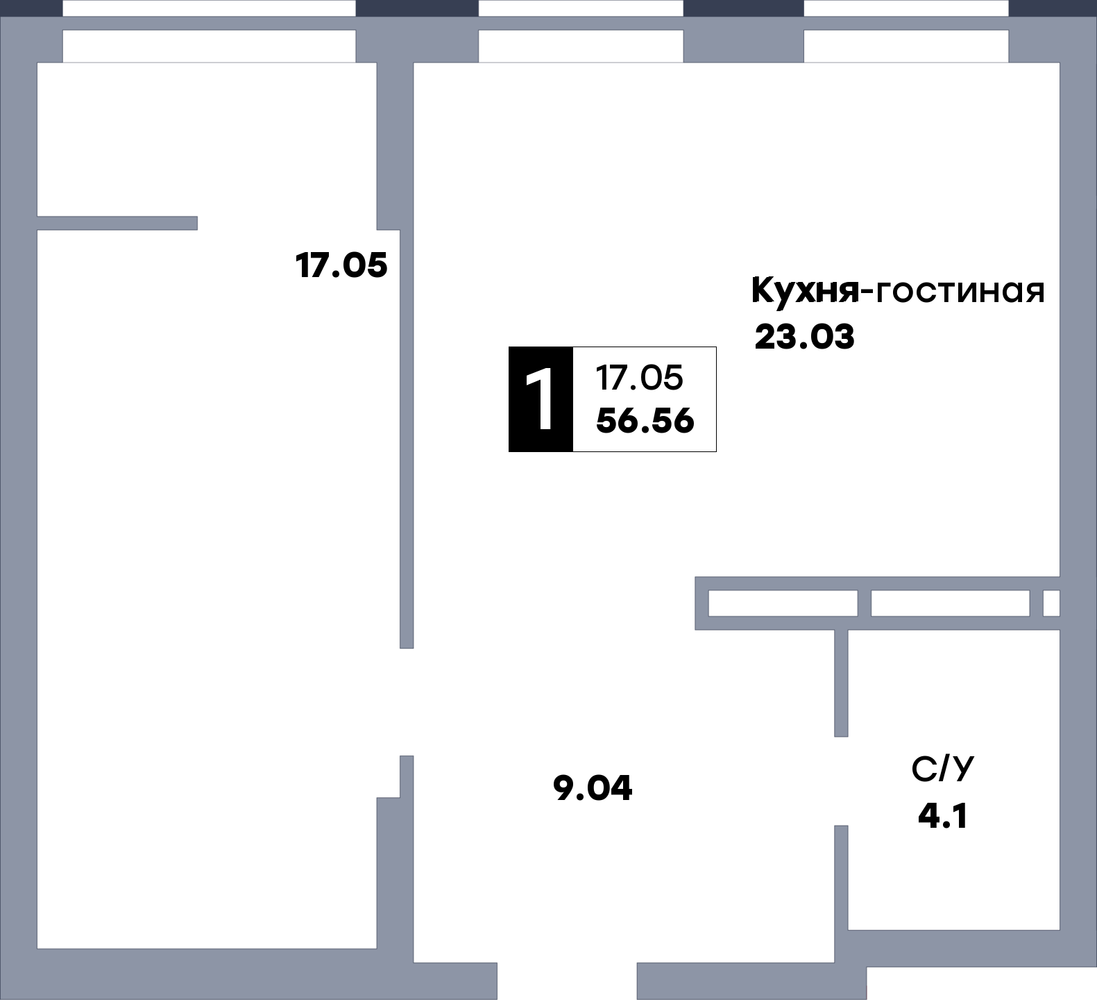 1 комнатная квартира, №450, этаж 20