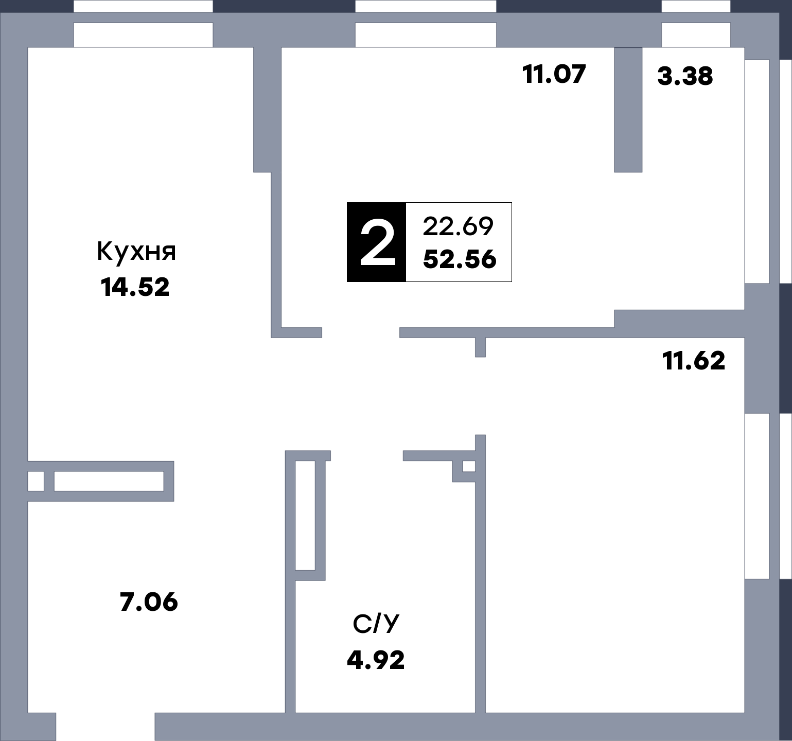 2 комнатная квартира, №494, этаж 2