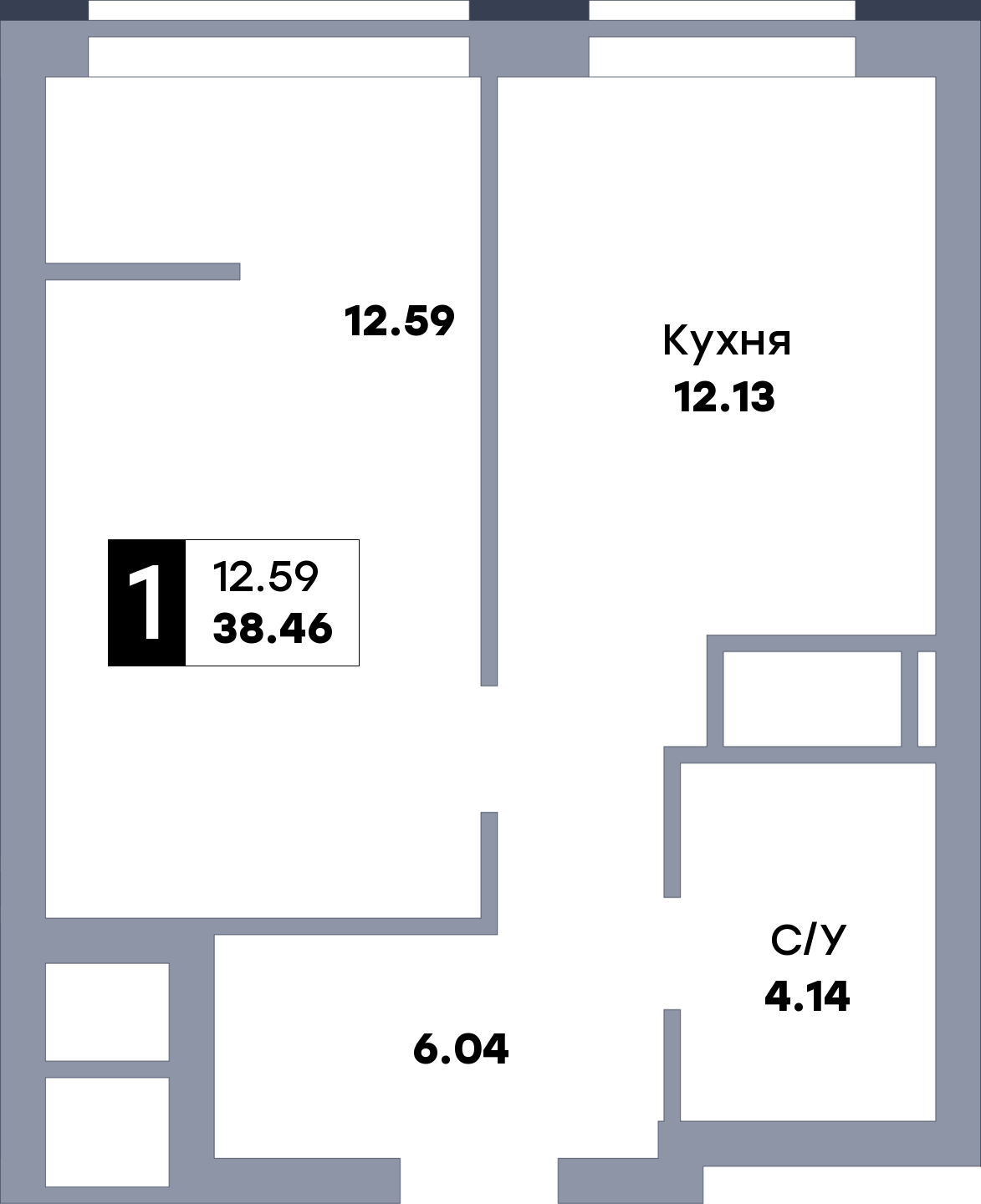 1 комнатная квартира, №591, этаж 11