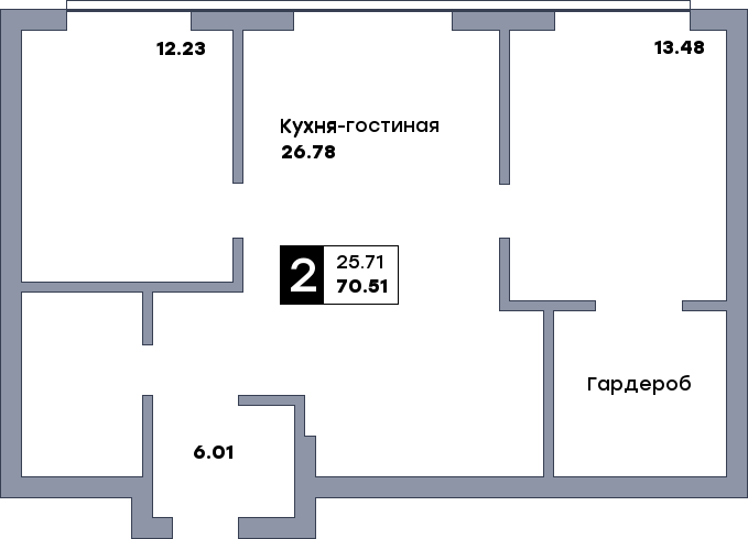 2 комнатная квартира, №21, этаж 3