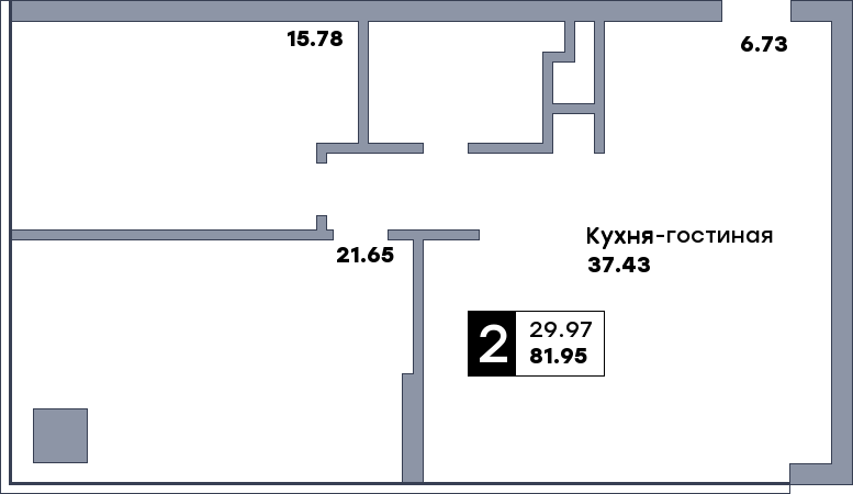 2 комнатная квартира, №52, этаж 6