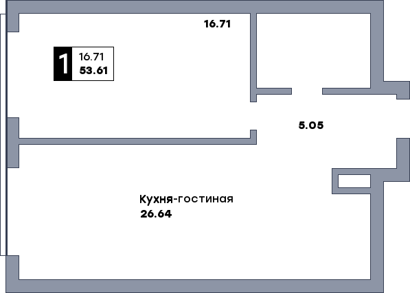 1 комнатная квартира, №90