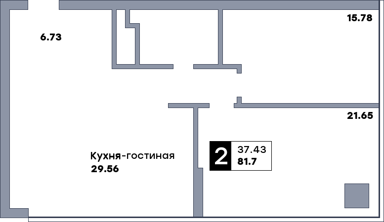 2 комнатная квартира, №158, этаж 15