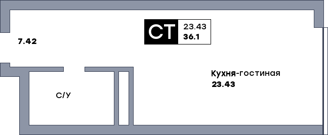 Квартира студия, №267, этаж 25