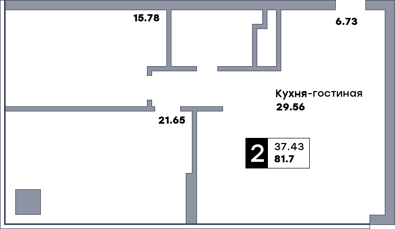 2 комнатная квартира, №303, этаж 28