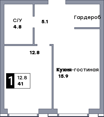 2 комнатная квартира, №109, этаж 12