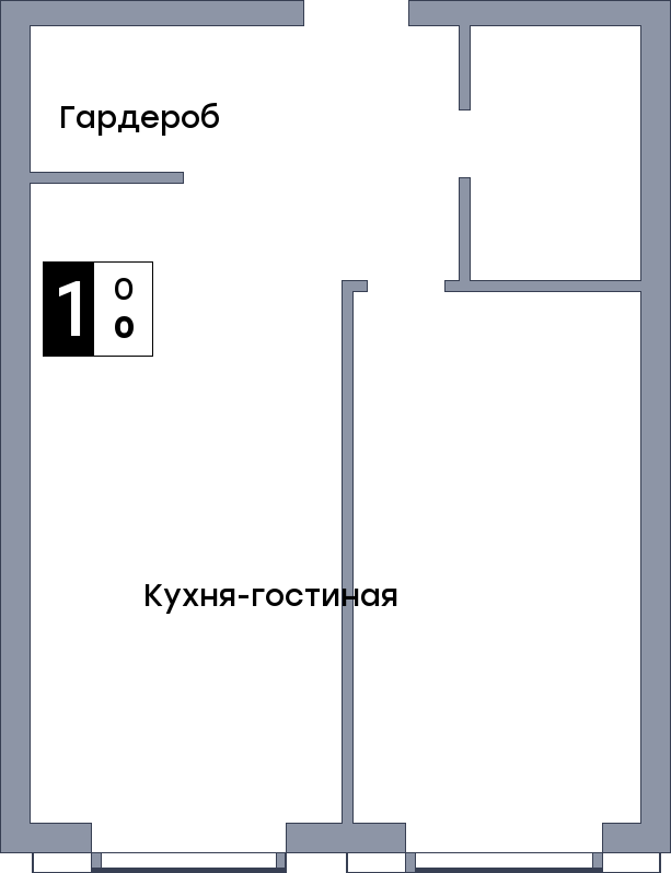 1 комнатная квартира, №2, этаж 3