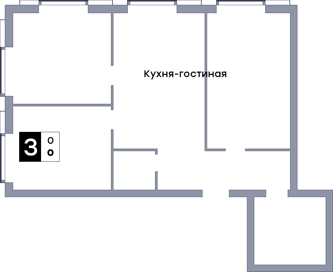 3 комнатная квартира, №10, этаж 3