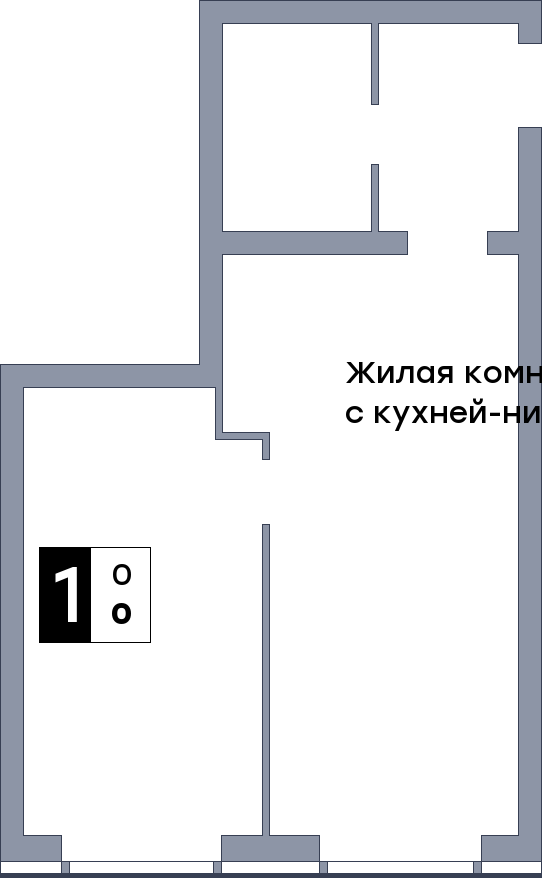 1 комнатная квартира, №15, этаж 4
