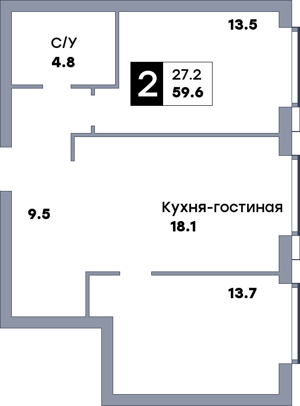 2 комнатная квартира, №418, этаж 11