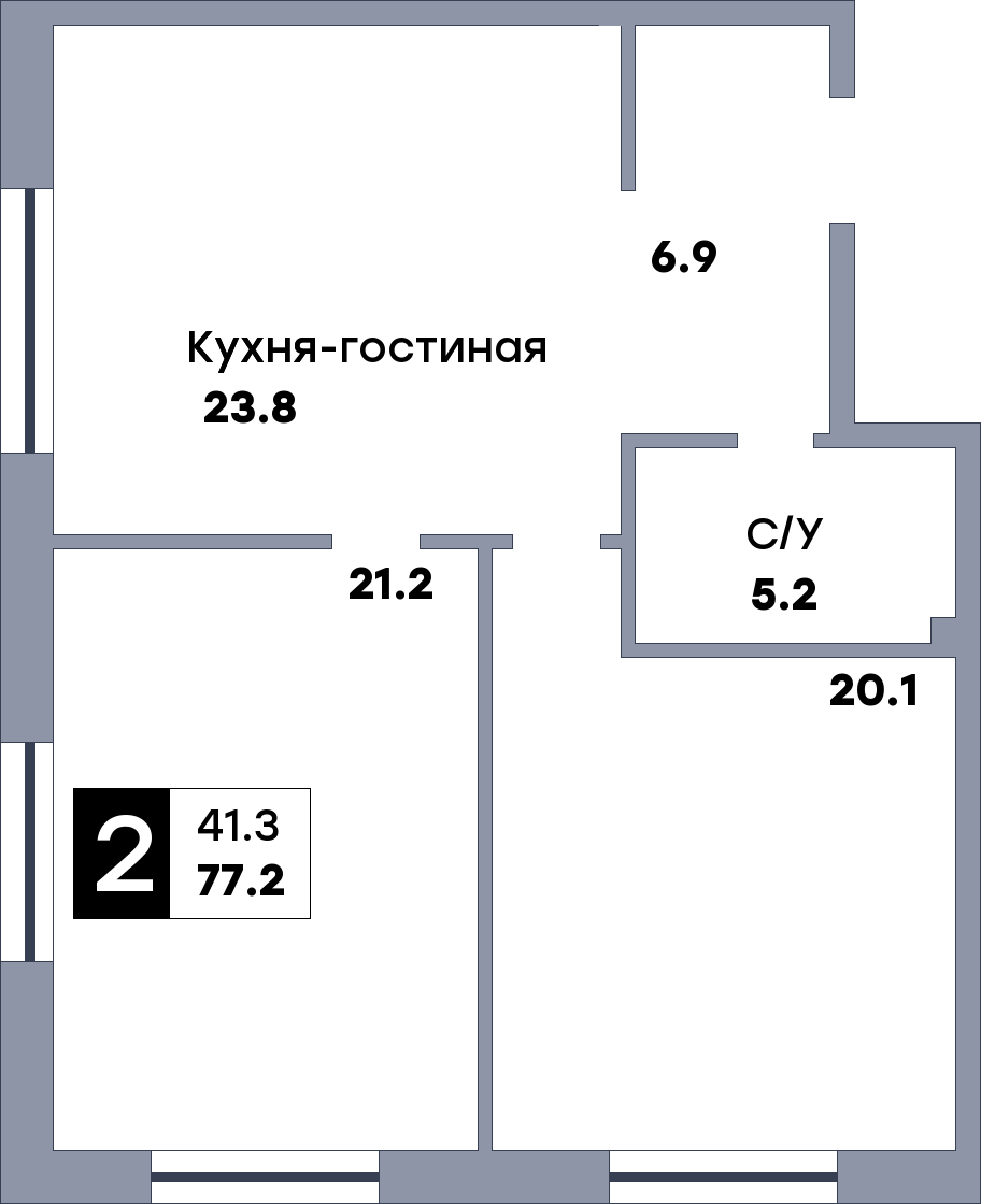 2 комнатная квартира, №21, этаж 4