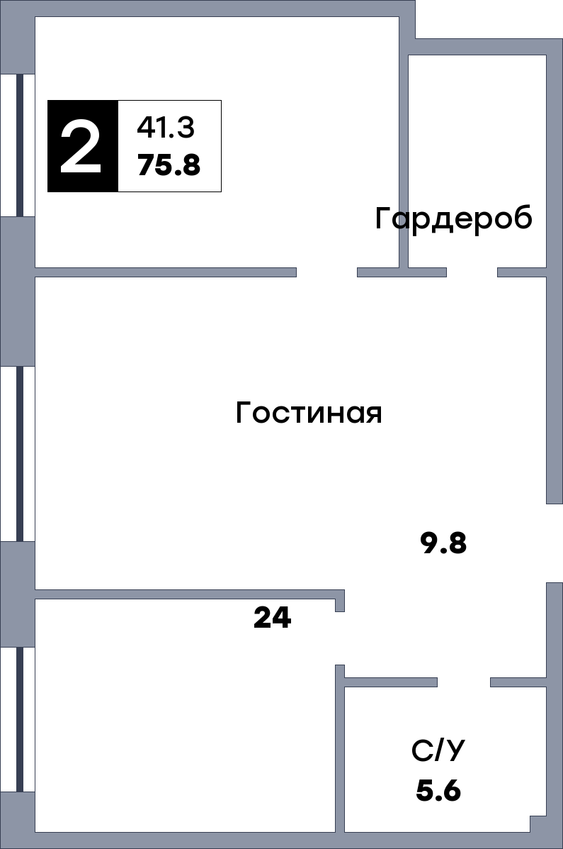 2 комнатная квартира, №167, этаж 22