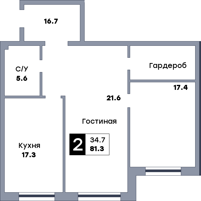2 комнатная квартира, №232, этаж 11