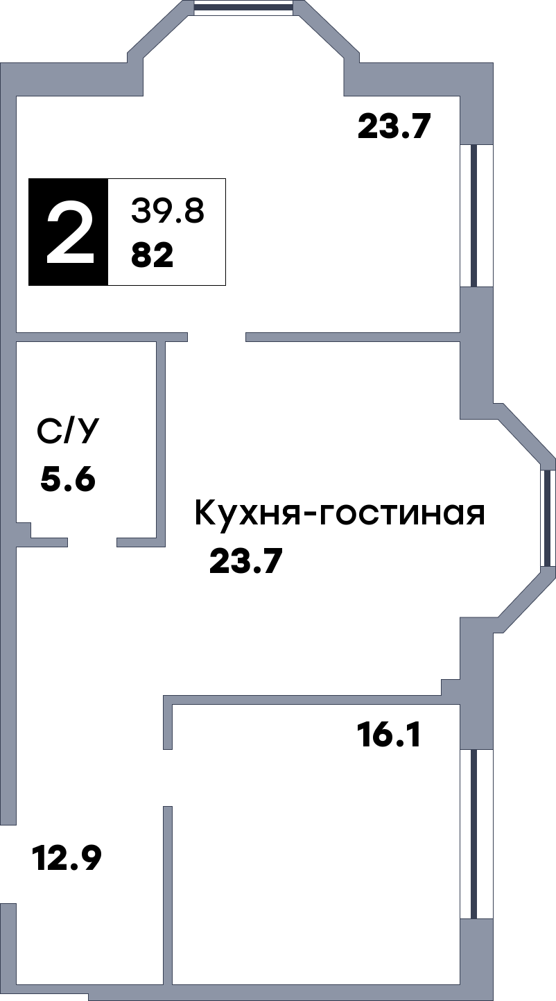 2 комнатная квартира, №505