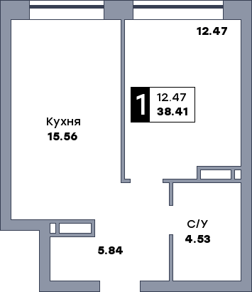 1 комнатная квартира, №147, этаж 8