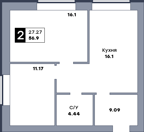 2 комнатная квартира, №31, этаж 4