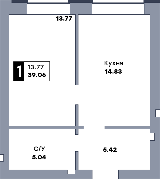 1 комнатная квартира, №11, этаж 3