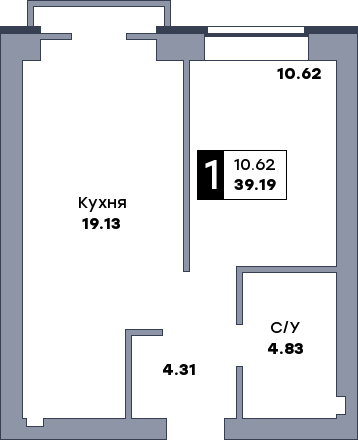 1 комнатная квартира, №20, этаж 3