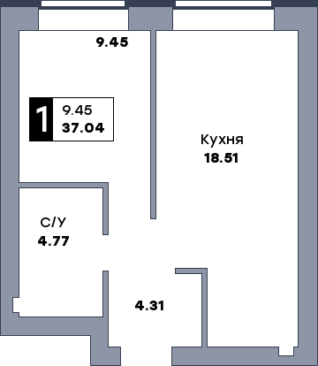 1 комнатная квартира, №112