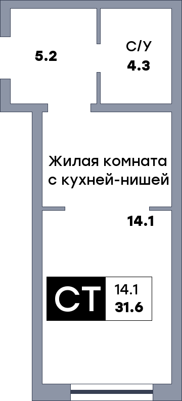 Квартира студия, №182, этаж 1