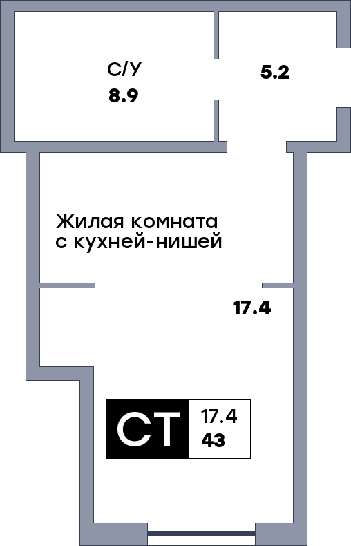 Квартира студия, №587, этаж 1