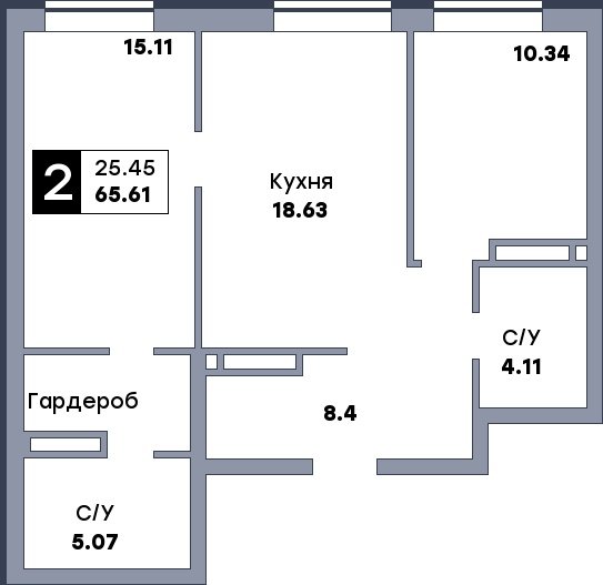 2 комнатная квартира, №147, этаж 2