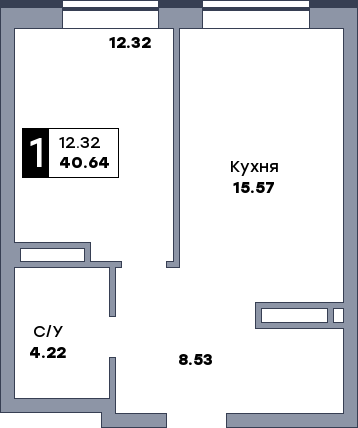 1 комнатная квартира, №149, этаж 2