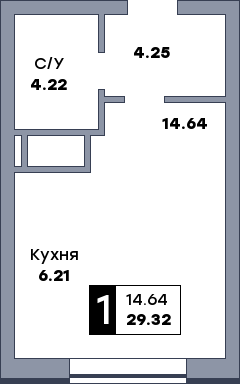 Квартира студия, №292, этаж 2