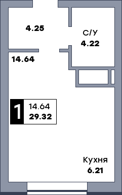 Квартира студия, №417, этаж 13