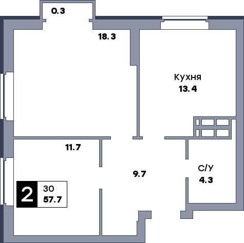 2 комнатная квартира, №29, этаж 4