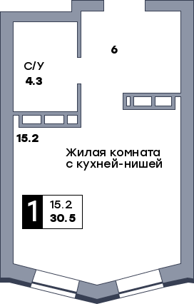 1 комнатная квартира, №87, этаж 10