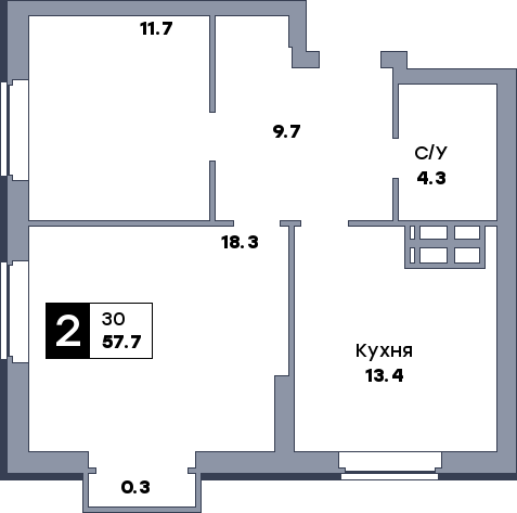 2 комнатная квартира, №88, этаж 10