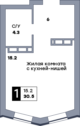 1 комнатная квартира, №147