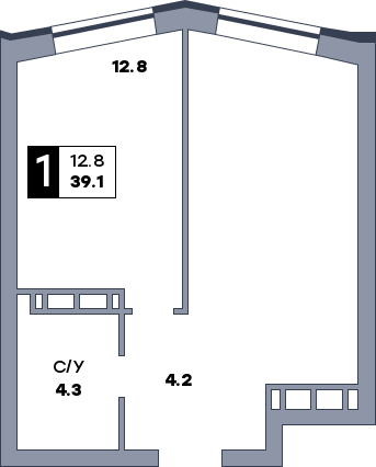 1 комнатная квартира, №160, этаж 17