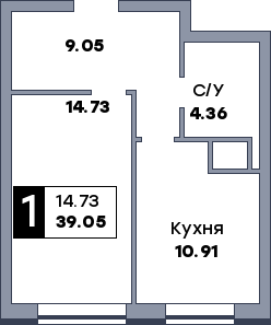 1 комнатная квартира, №138