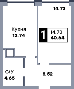 1 комнатная квартира, №182, этаж 13