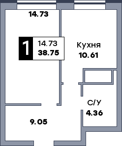 1 комнатная квартира, №295, этаж 20