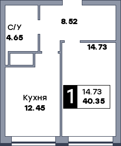 1 комнатная квартира, №299, этаж 20
