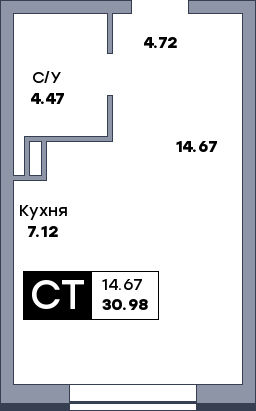 Квартира студия, №26, этаж 4