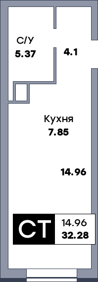 Квартира студия, №31, этаж 4