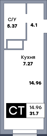 Квартира студия, №218, этаж 21