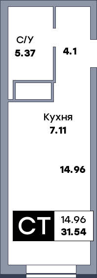 Квартира студия, №229, этаж 22