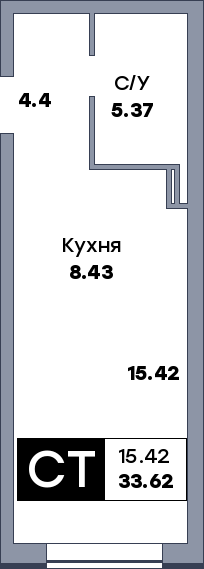 Квартира студия, №234, этаж 4