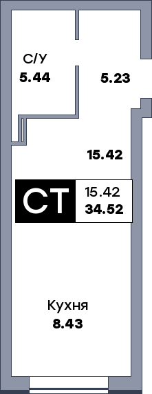 Квартира студия, №240, этаж 4