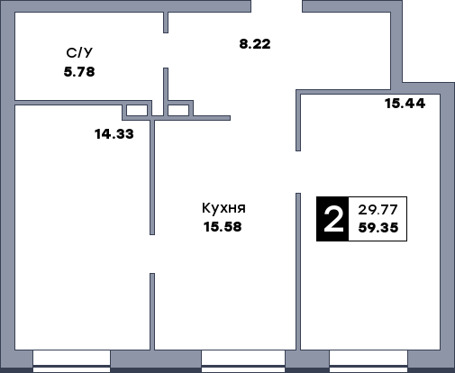 2 комнатная квартира, №281, этаж 8