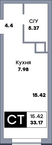 Квартира студия, №333, этаж 13
