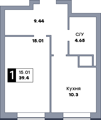 1 комнатная квартира, №367, этаж 16